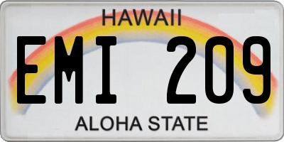HI license plate EMI209