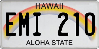 HI license plate EMI210