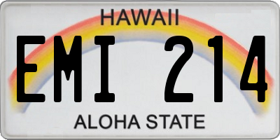 HI license plate EMI214