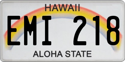 HI license plate EMI218