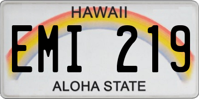 HI license plate EMI219