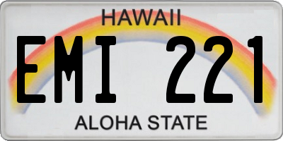 HI license plate EMI221