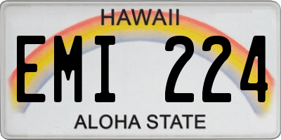 HI license plate EMI224