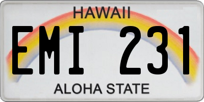 HI license plate EMI231