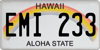 HI license plate EMI233