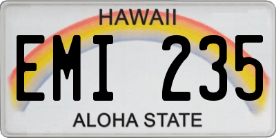 HI license plate EMI235