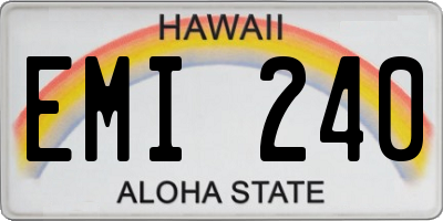 HI license plate EMI240