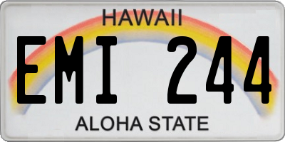 HI license plate EMI244