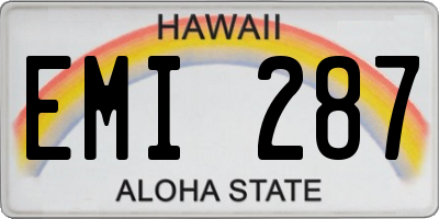 HI license plate EMI287