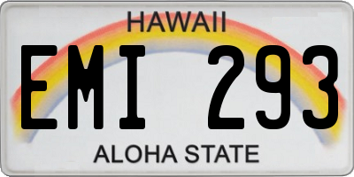 HI license plate EMI293