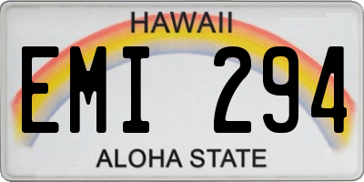 HI license plate EMI294
