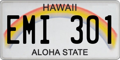HI license plate EMI301