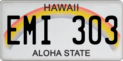 HI license plate EMI303