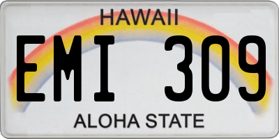 HI license plate EMI309