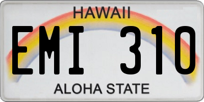 HI license plate EMI310