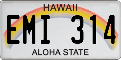 HI license plate EMI314