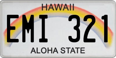 HI license plate EMI321