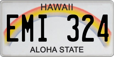 HI license plate EMI324