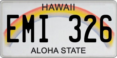 HI license plate EMI326