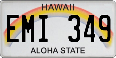 HI license plate EMI349