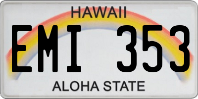 HI license plate EMI353