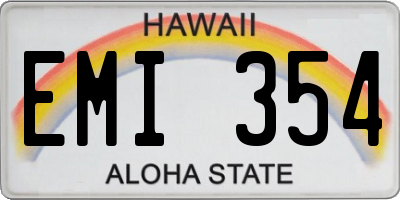 HI license plate EMI354