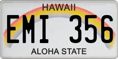 HI license plate EMI356