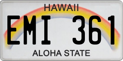 HI license plate EMI361