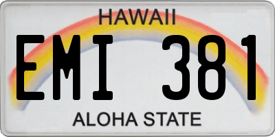 HI license plate EMI381