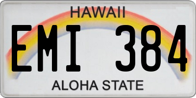 HI license plate EMI384