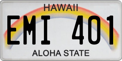HI license plate EMI401