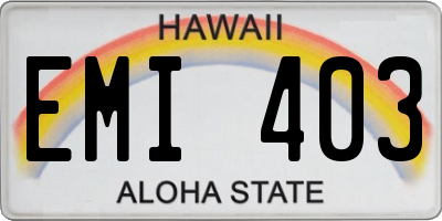 HI license plate EMI403