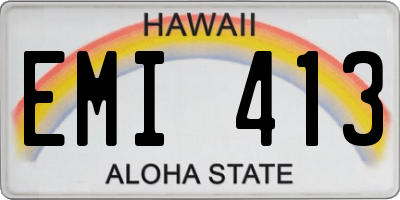 HI license plate EMI413