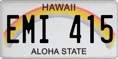 HI license plate EMI415