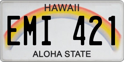 HI license plate EMI421