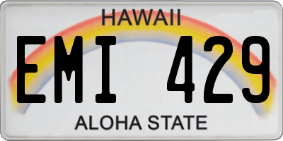 HI license plate EMI429