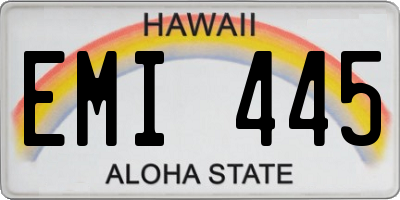 HI license plate EMI445