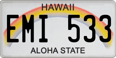 HI license plate EMI533