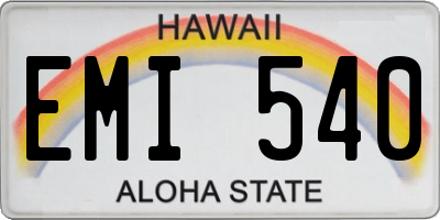 HI license plate EMI540