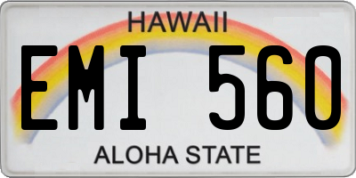 HI license plate EMI560