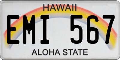 HI license plate EMI567