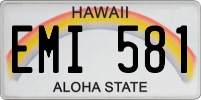HI license plate EMI581