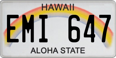 HI license plate EMI647