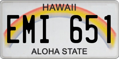 HI license plate EMI651