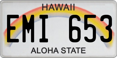 HI license plate EMI653