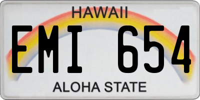 HI license plate EMI654