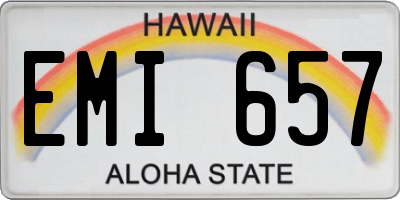 HI license plate EMI657