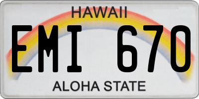 HI license plate EMI670