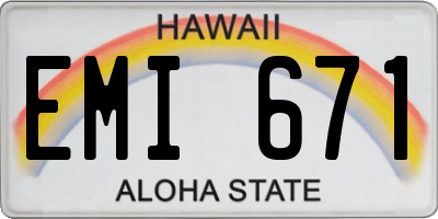 HI license plate EMI671