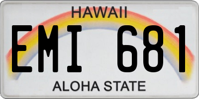 HI license plate EMI681